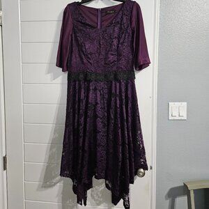Meetjen Women's XL Lace Grape Cocktail Dress